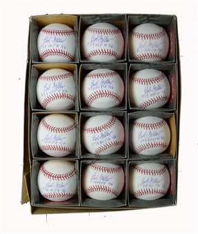 Lot of 12 Bob Feller Signed Baseballs with "107.9 MPH 46" Inscriptions 